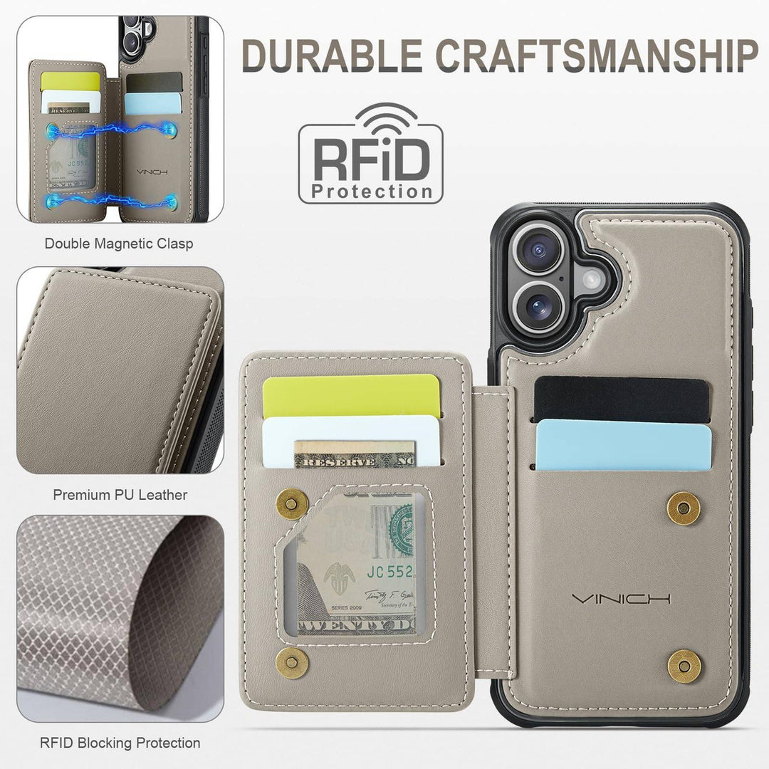 Vinich Shield: iPhone 16 Pro Wallet Case, Purple - DOKUTRONIX