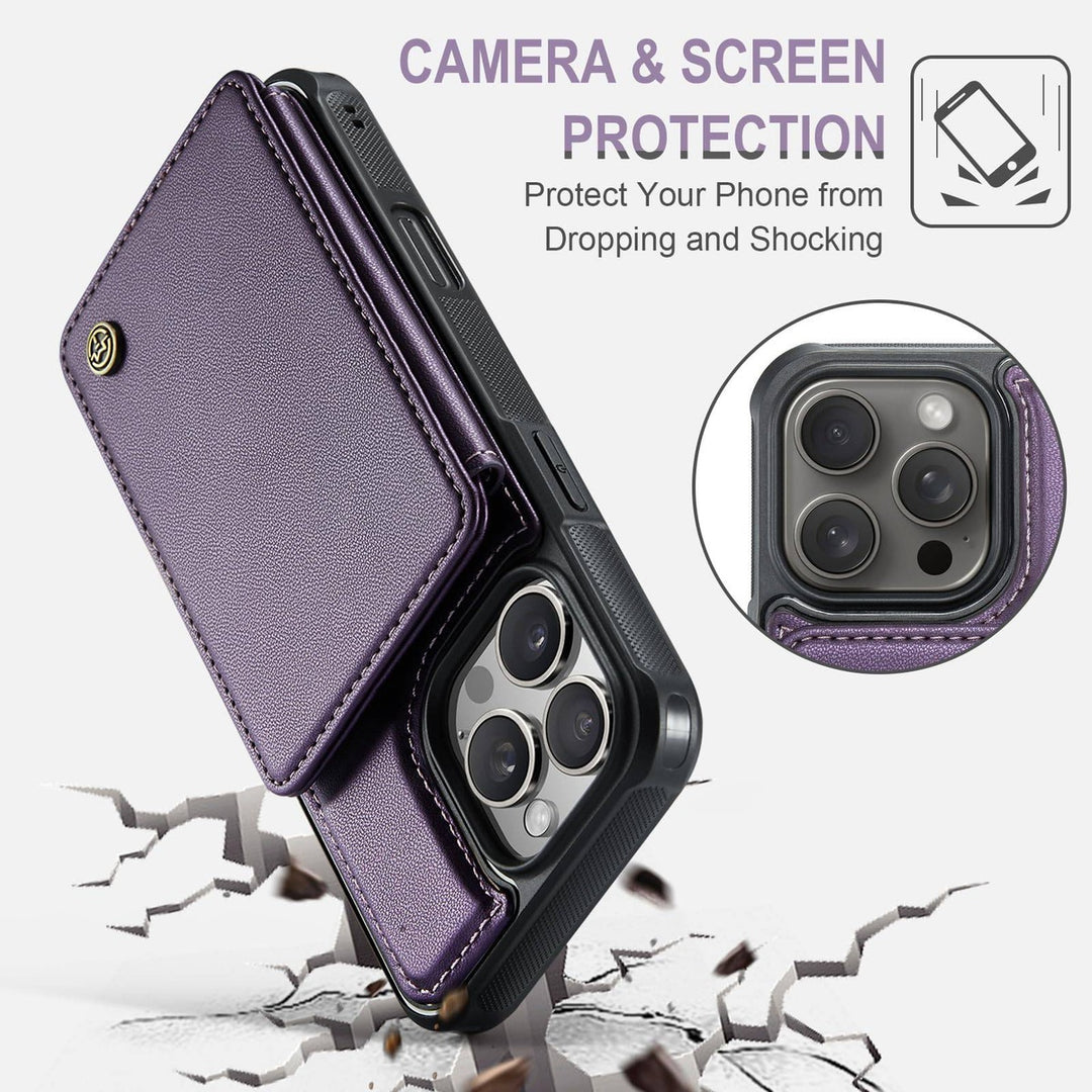 Vinich Shield: iPhone 16 Pro Wallet Case, Purple - DOKUTRONIX