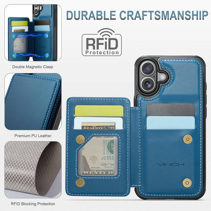 Vinich Shield: iPhone 16 Pro Wallet Case, Purple - DOKUTRONIX