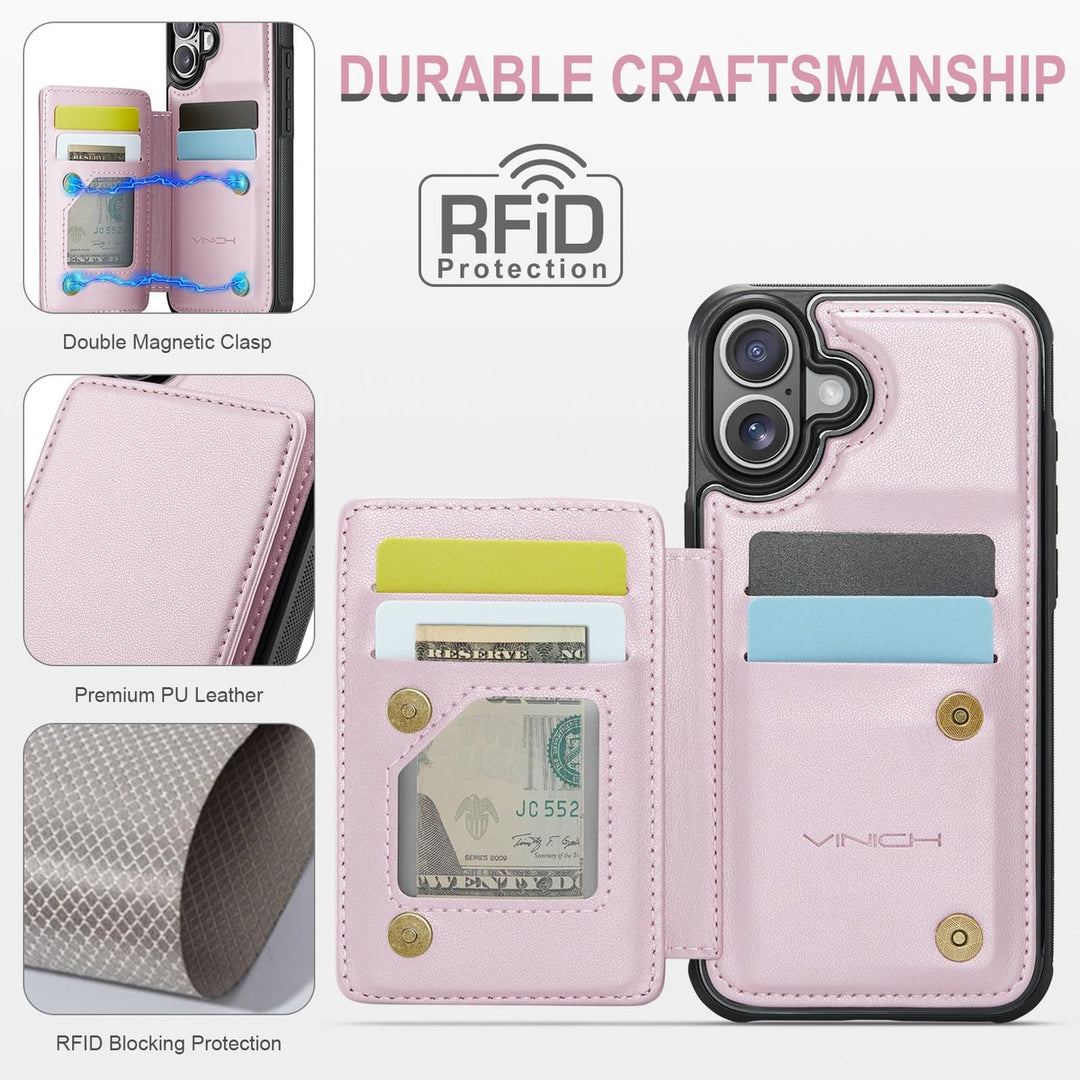 Vinich Shield: iPhone 16 Pro Wallet Case, Purple - DOKUTRONIX