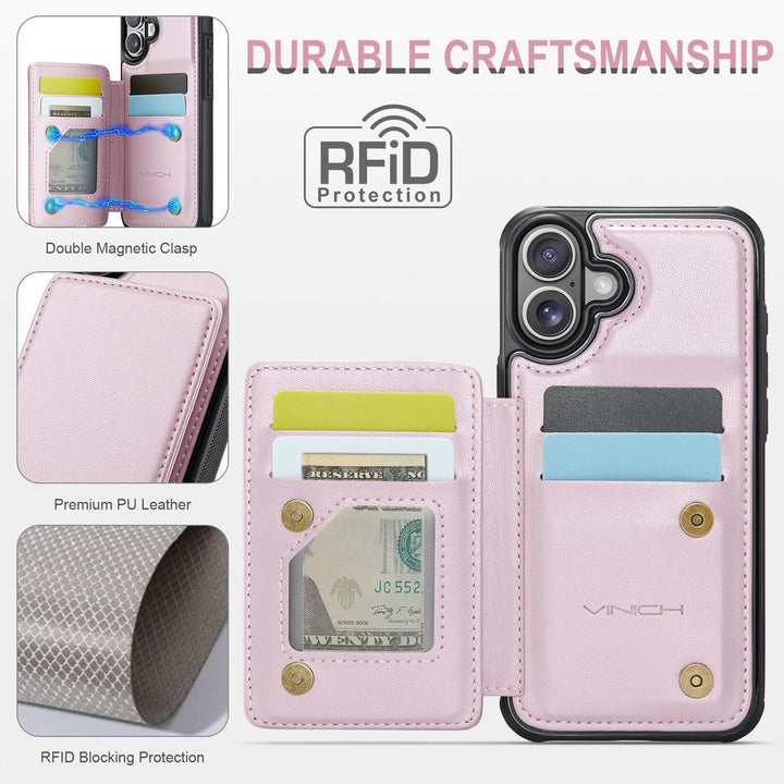 Vinich Shield: iPhone 16 Pro Wallet Case, Purple - DOKUTRONIX