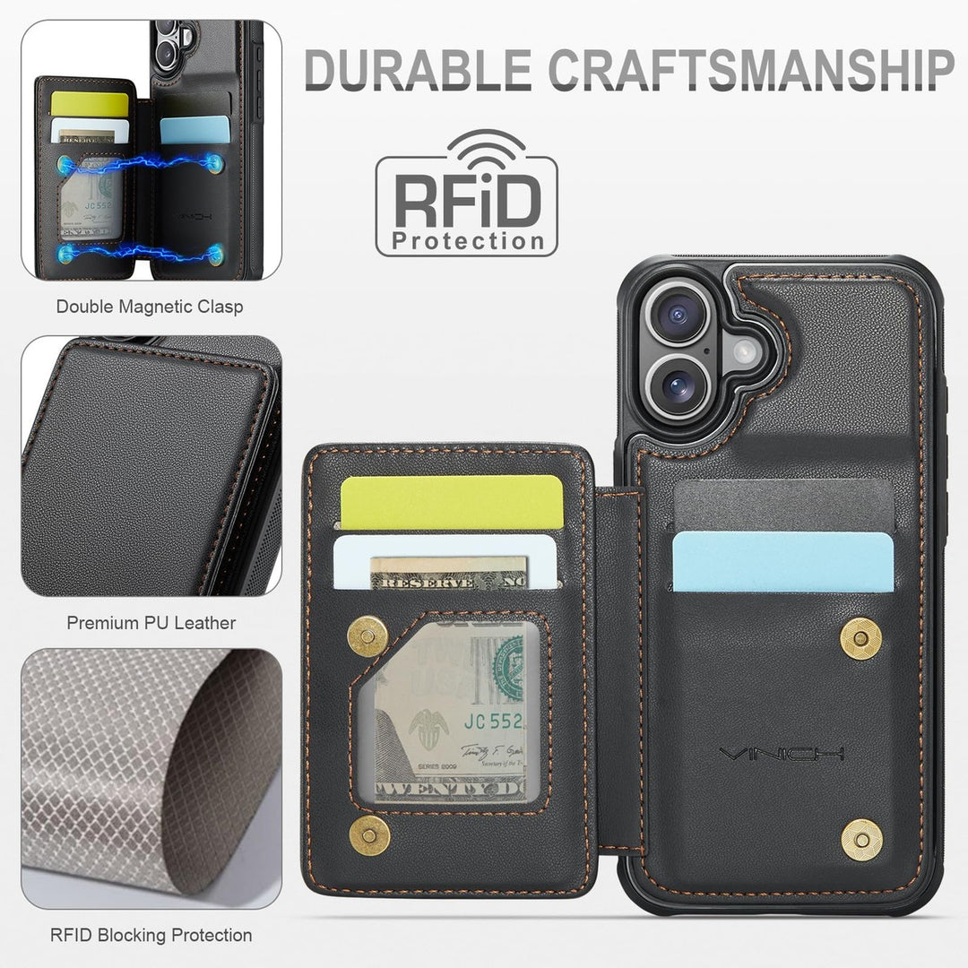 Vinich Shield: iPhone 16 Pro Wallet Case, Purple - DOKUTRONIX