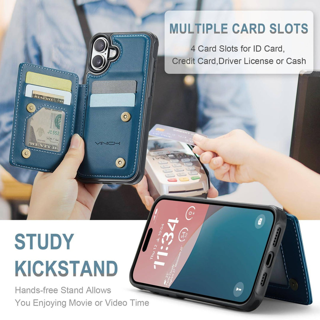 Vinich Shield: iPhone 16 Pro Wallet Case, Purple - DOKUTRONIX