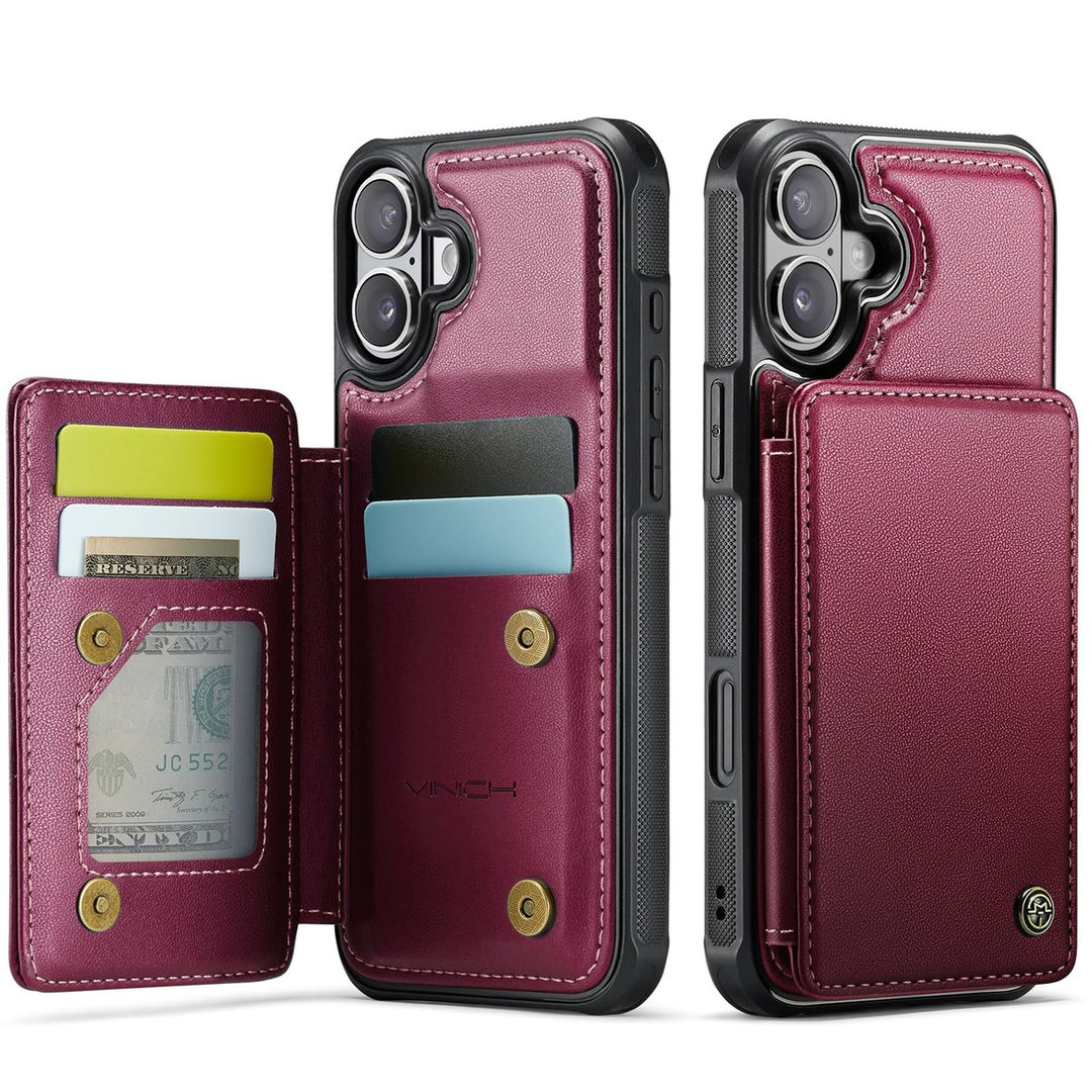 Vinich Shield: iPhone 16 Pro Wallet Case, Purple - DOKUTRONIX