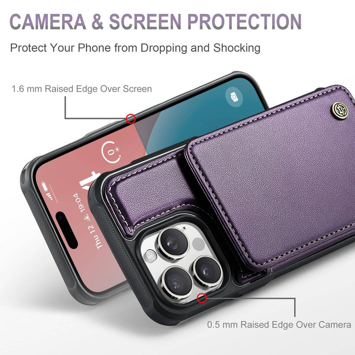 Vinich Shield: iPhone 16 Pro Wallet Case, Purple - DOKUTRONIX