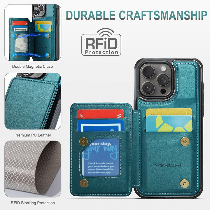 Vinich Shield: iPhone 16 Pro Wallet Case, Purple - DOKUTRONIX