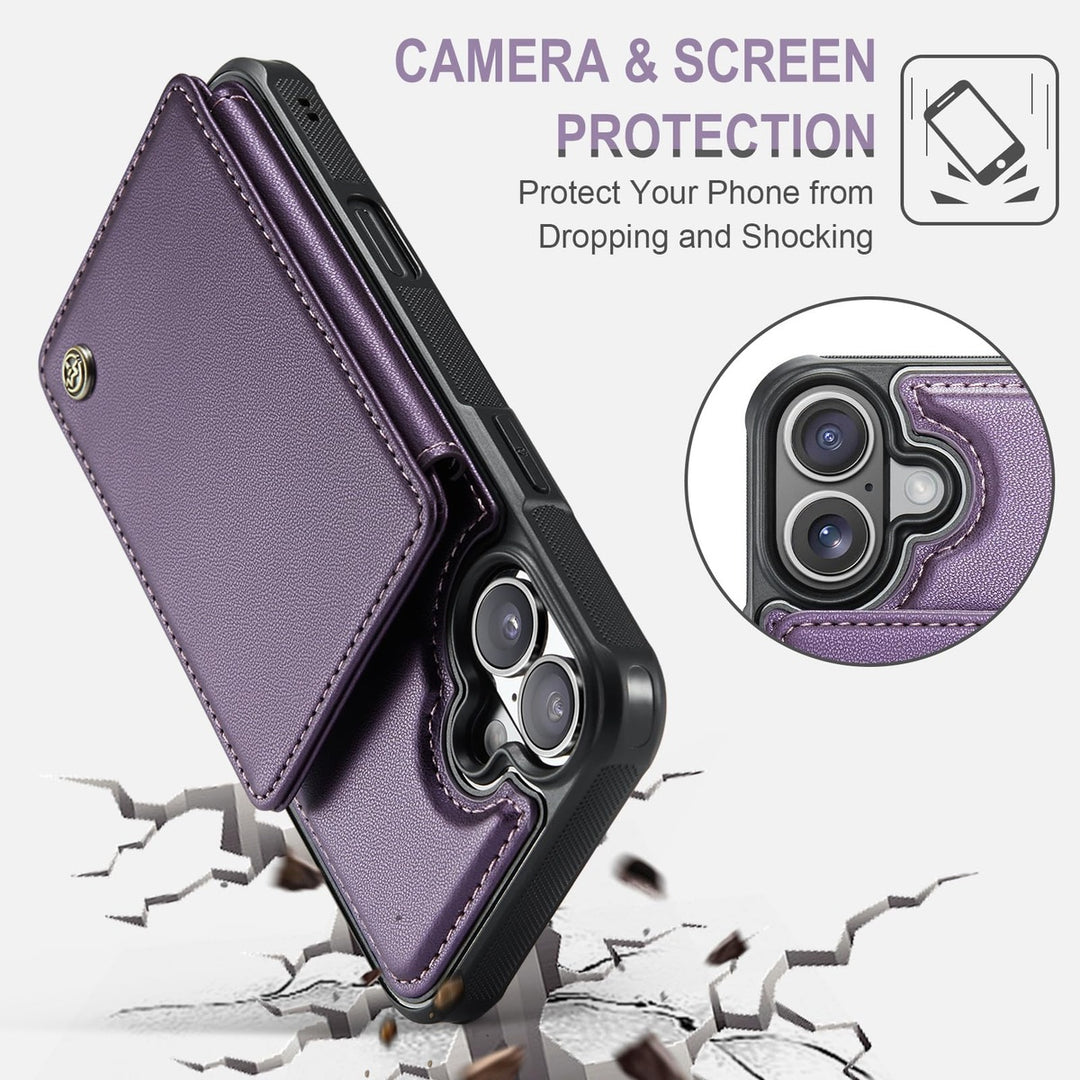 Vinich Shield: iPhone 16 Pro Wallet Case, Purple - DOKUTRONIX