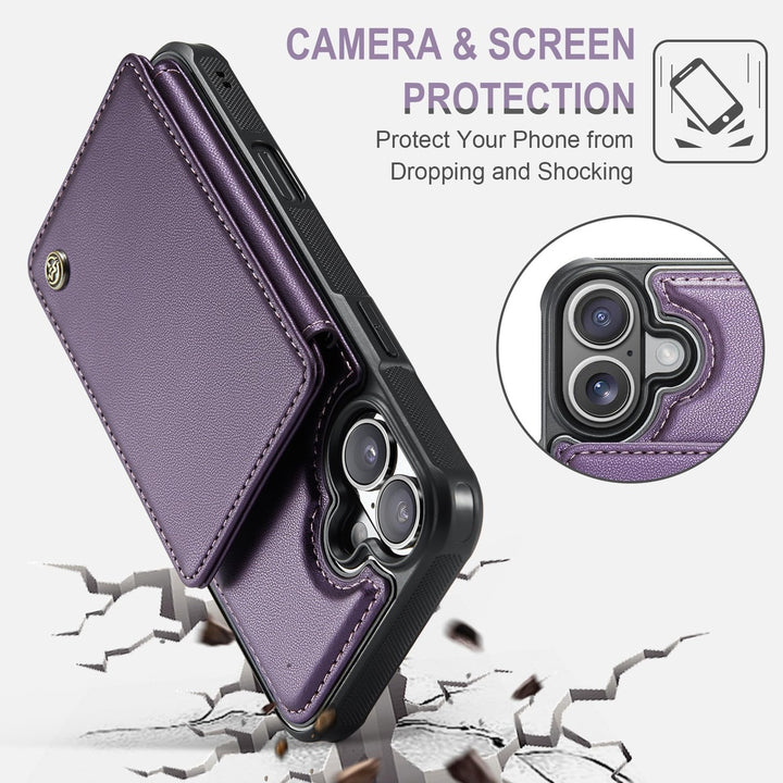 Vinich Shield: iPhone 16 Pro Wallet Case, Purple - DOKUTRONIX
