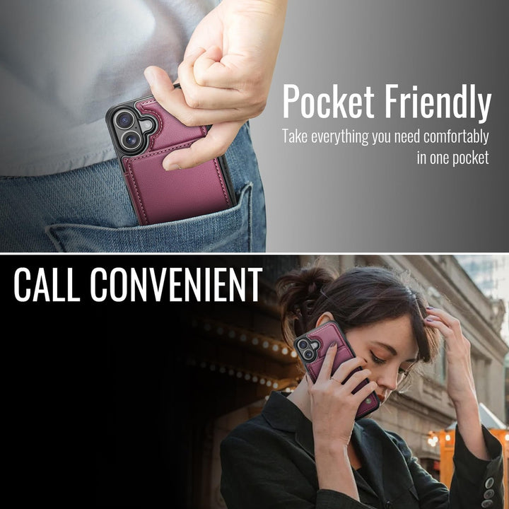 Vinich Shield: iPhone 16 Pro Wallet Case, Purple - DOKUTRONIX