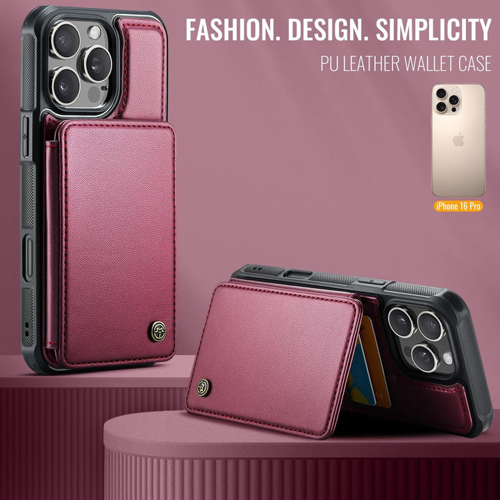 Vinich Shield: iPhone 16 Pro Wallet Case, Purple - DOKUTRONIX