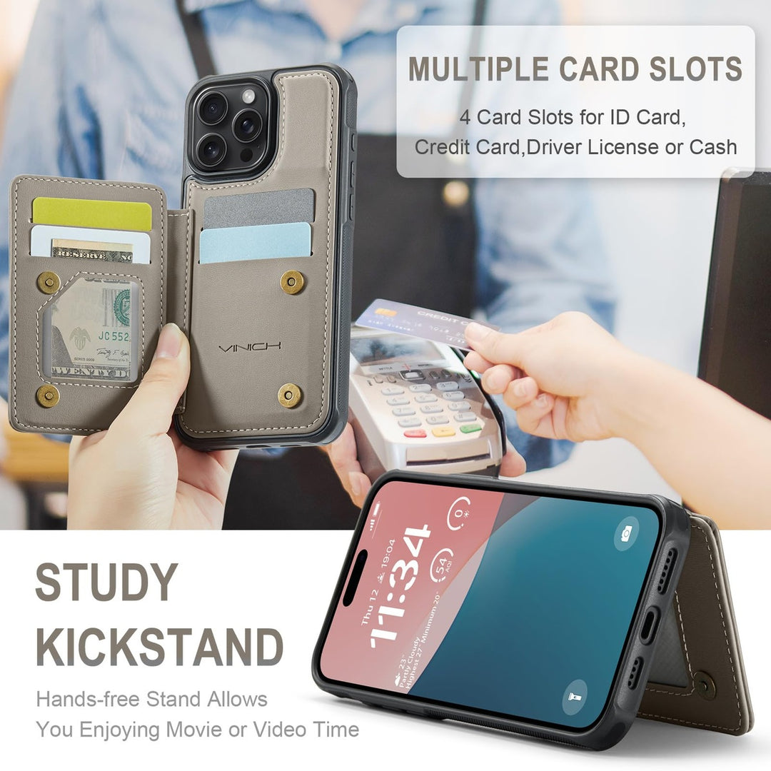 Vinich Shield: iPhone 16 Pro Wallet Case, Purple - DOKUTRONIX