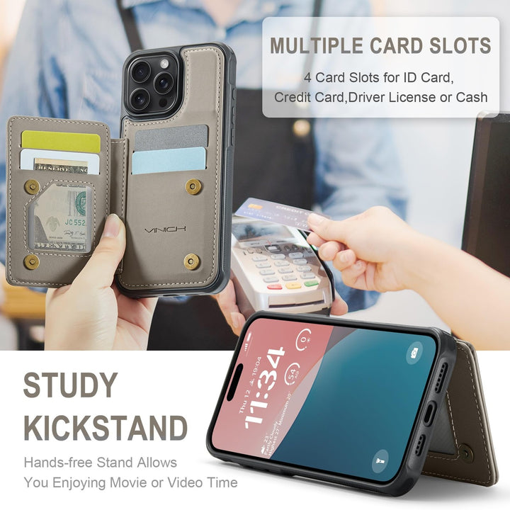 Vinich Shield: iPhone 16 Pro Wallet Case, Purple - DOKUTRONIX