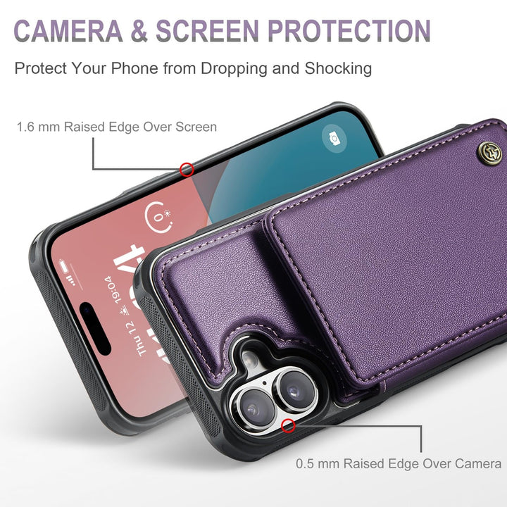 Vinich Shield: iPhone 16 Pro Wallet Case, Purple - DOKUTRONIX