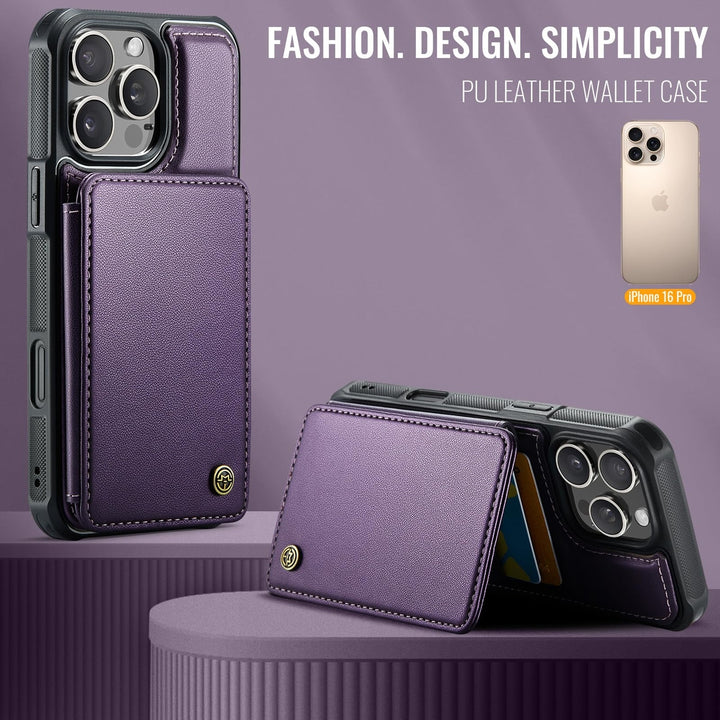 Vinich Shield: iPhone 16 Pro Wallet Case, Purple - DOKUTRONIX