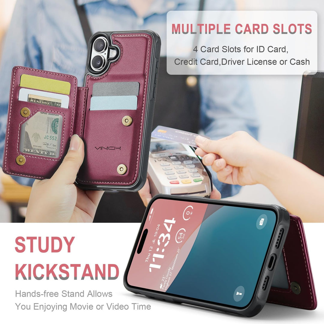 Vinich Shield: iPhone 16 Pro Wallet Case, Purple - DOKUTRONIX