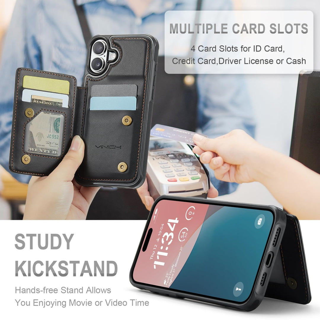 Vinich Shield: iPhone 16 Pro Wallet Case, Purple - DOKUTRONIX