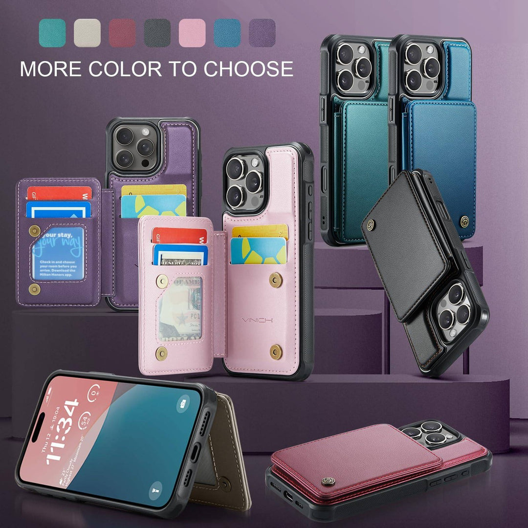 Vinich Shield: iPhone 16 Pro Wallet Case, Purple - DOKUTRONIX