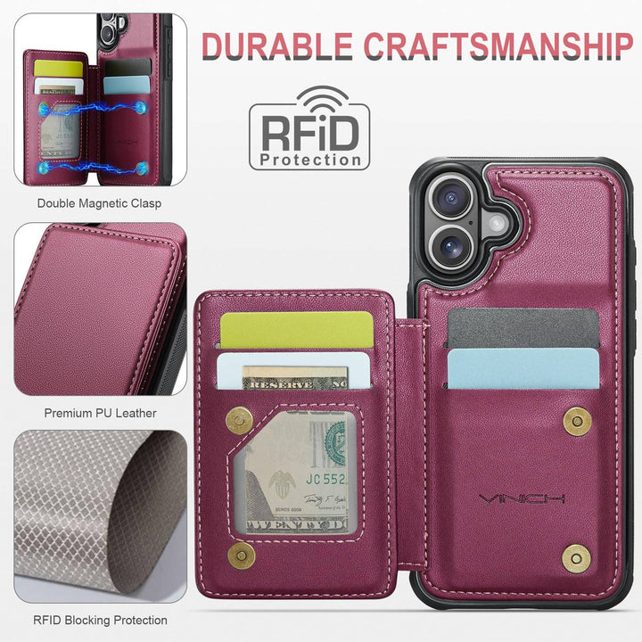 Vinich Shield: iPhone 16 Pro Wallet Case, Purple - DOKUTRONIX