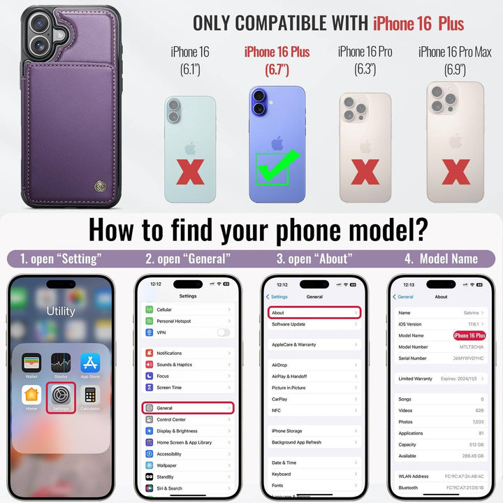 Vinich Shield: iPhone 16 Pro Wallet Case, Purple - DOKUTRONIX