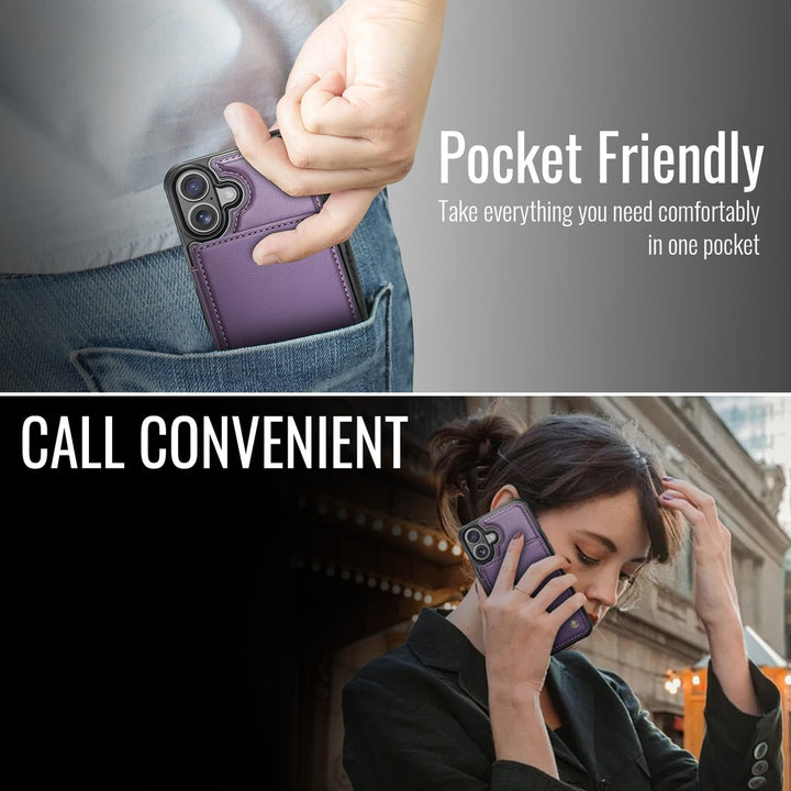 Vinich Shield: iPhone 16 Pro Wallet Case, Purple - DOKUTRONIX