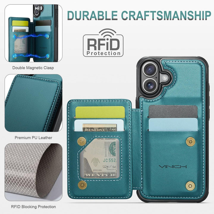 Vinich Shield: iPhone 16 Pro Wallet Case, Purple - DOKUTRONIX