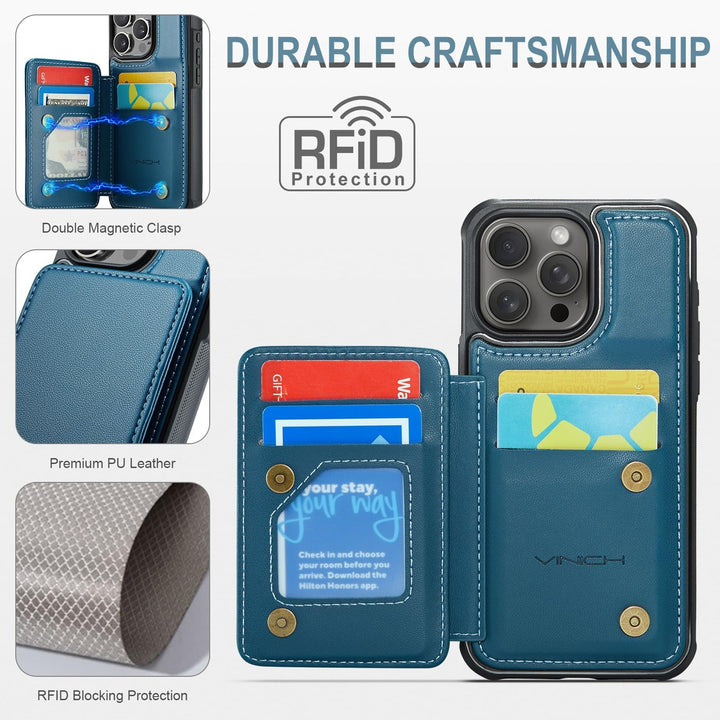 Vinich Shield: iPhone 16 Pro Wallet Case, Purple - DOKUTRONIX