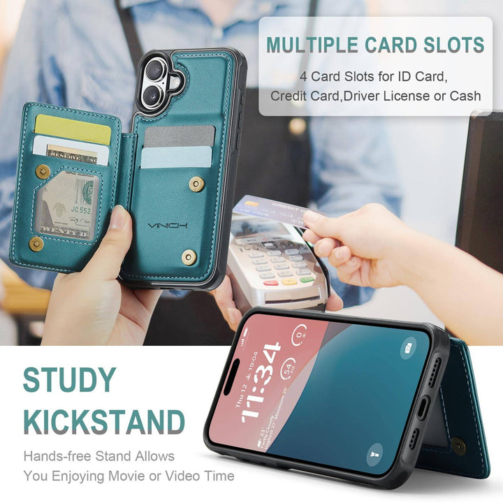 Vinich Shield: iPhone 16 Pro Wallet Case, Purple - DOKUTRONIX