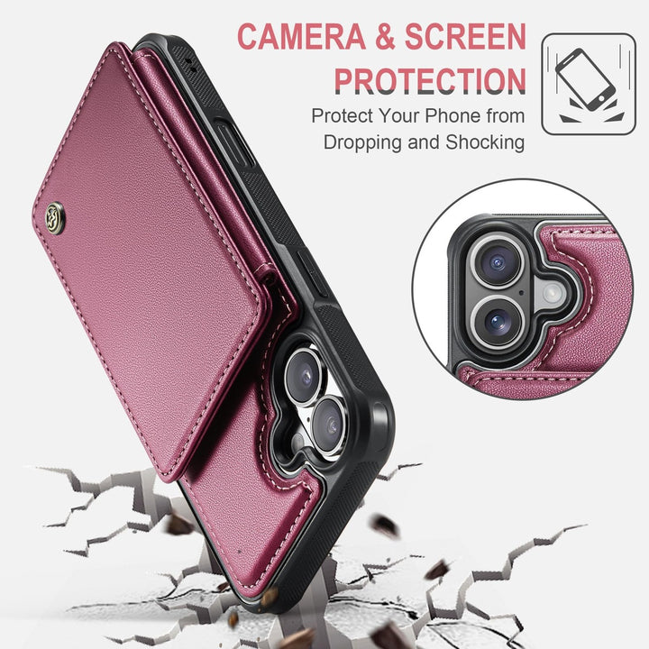 Vinich Shield: iPhone 16 Pro Wallet Case, Purple - DOKUTRONIX