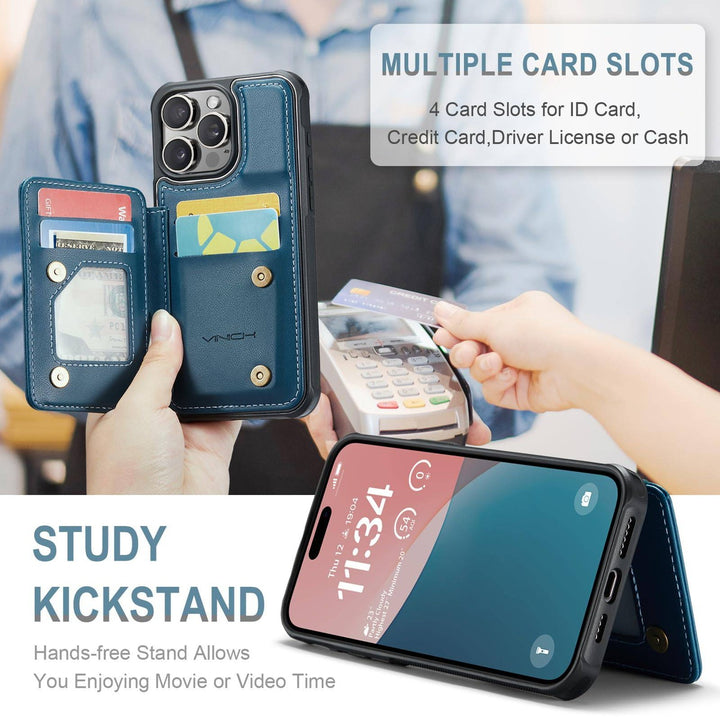 Vinich Shield: iPhone 16 Pro Wallet Case, Purple - DOKUTRONIX