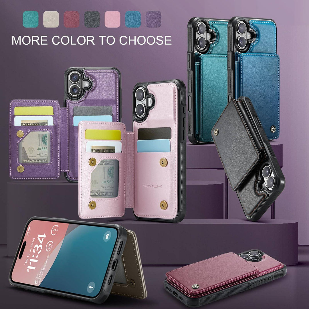 Vinich Shield: iPhone 16 Pro Wallet Case, Purple - DOKUTRONIX