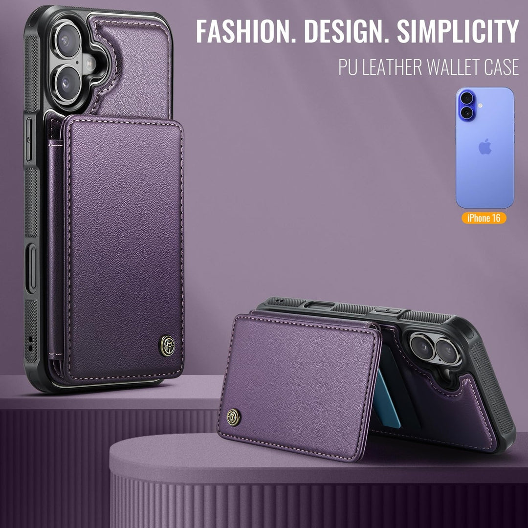 Vinich Shield: iPhone 16 Pro Wallet Case, Purple - DOKUTRONIX