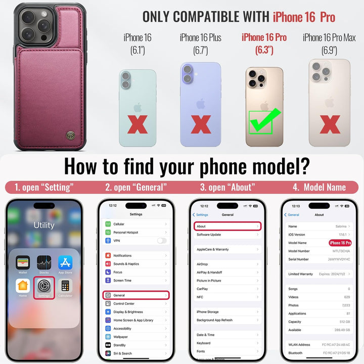 Vinich Shield: iPhone 16 Pro Wallet Case, Purple - DOKUTRONIX