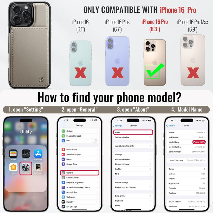 Vinich Shield: iPhone 16 Pro Wallet Case, Purple - DOKUTRONIX