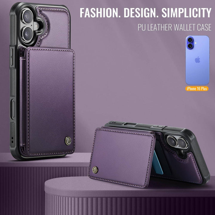 Vinich Shield: iPhone 16 Pro Wallet Case, Purple - DOKUTRONIX