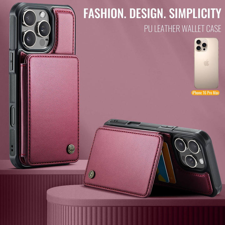 Vinich Shield: iPhone 16 Pro Wallet Case, Purple - DOKUTRONIX