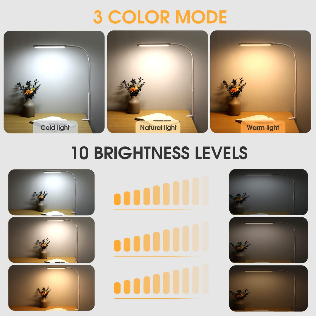 FlexiGlow LED Desk Lamp - Eye-Caring Clip Light - DOKUTRONIX