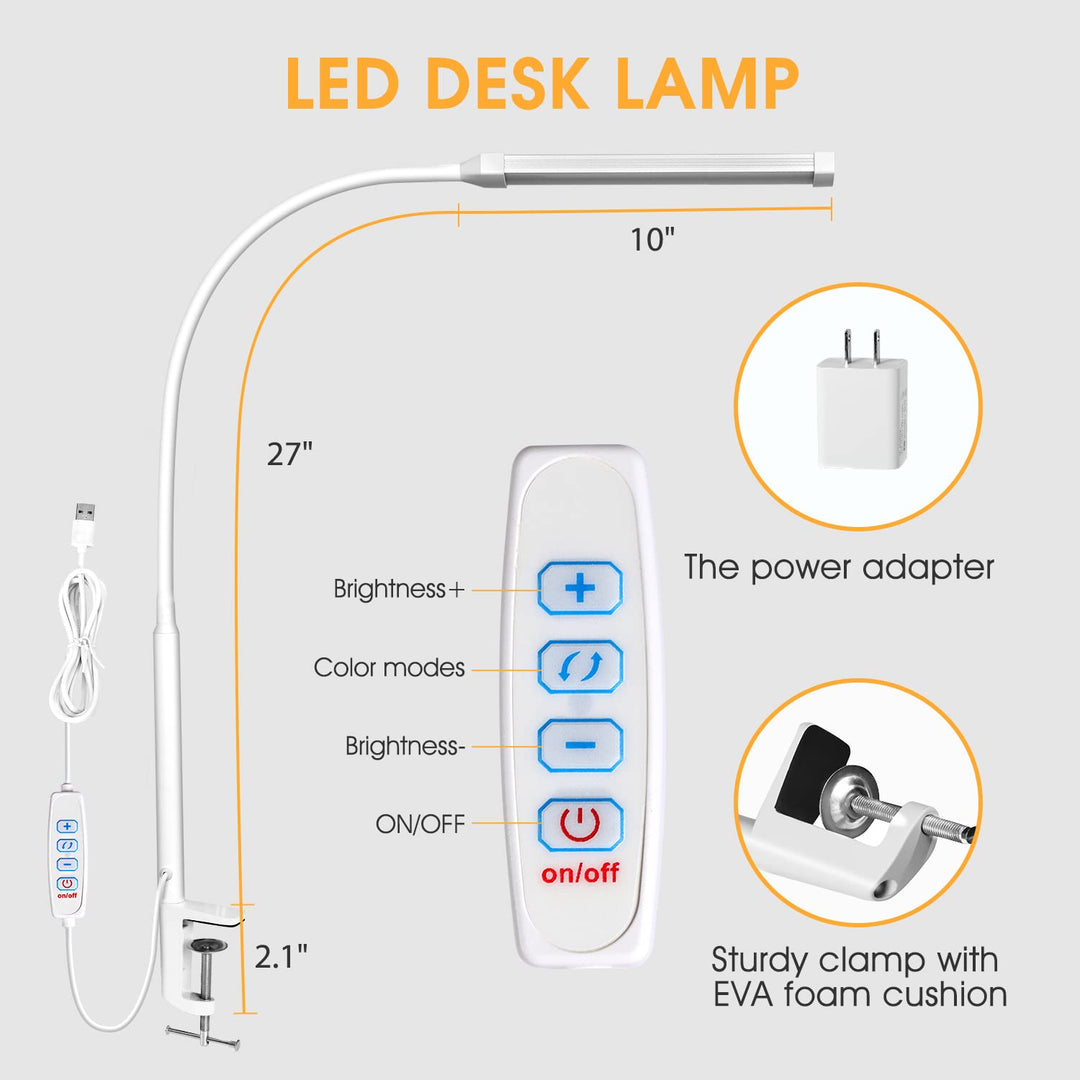 FlexiGlow LED Desk Lamp - Eye-Caring Clip Light - DOKUTRONIX