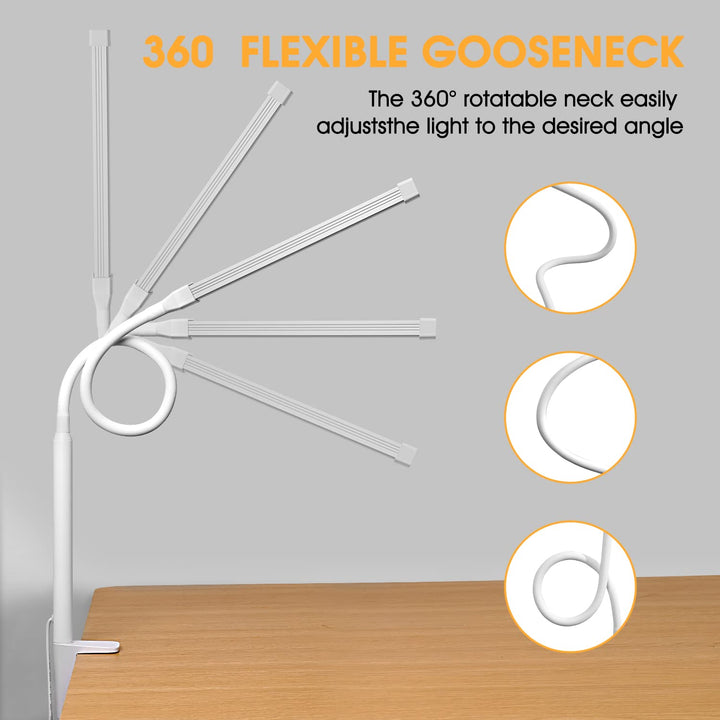 FlexiGlow LED Desk Lamp - Eye-Caring Clip Light - DOKUTRONIX