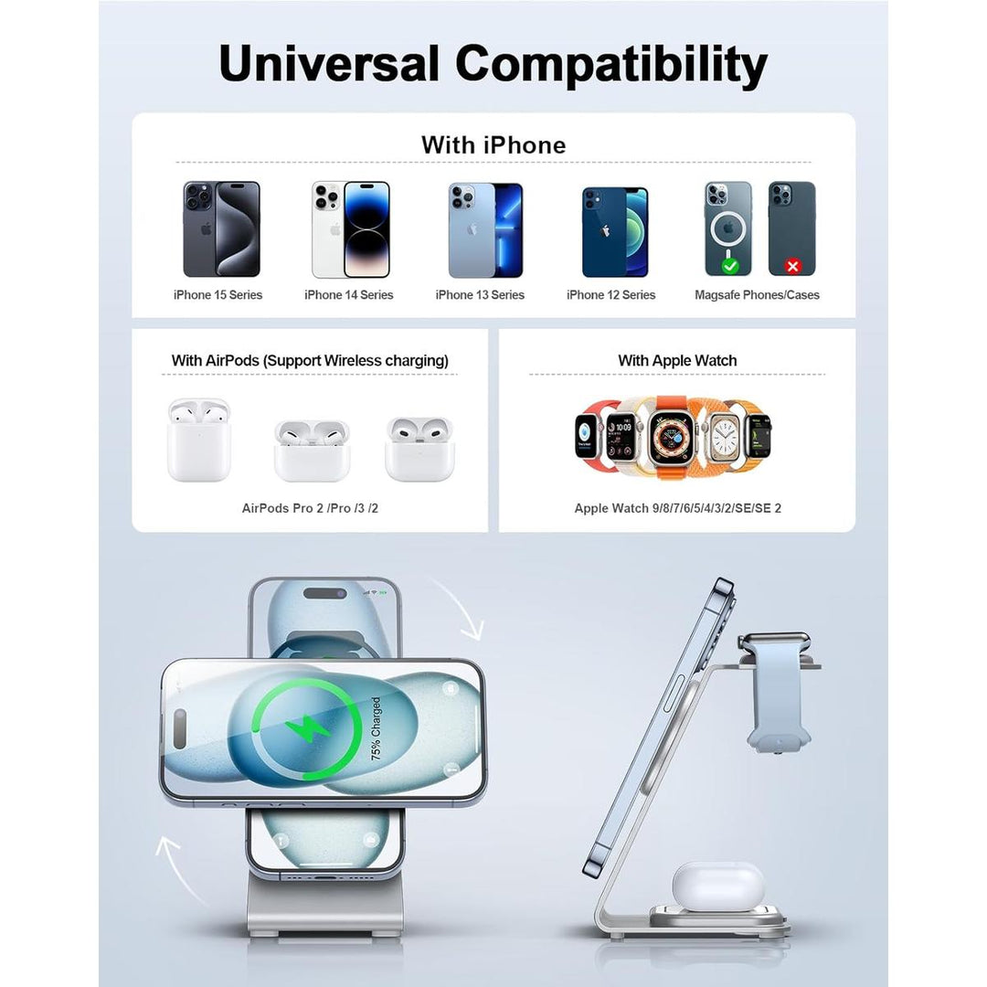 MagCharge Pro: 3-in-1 Aluminum Station for Apple - DOKUTRONIX