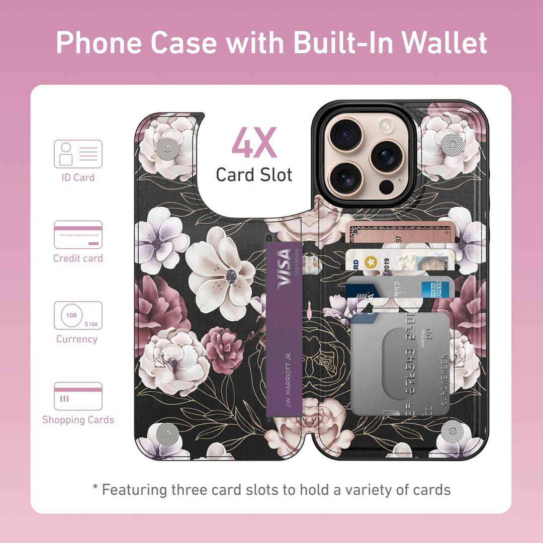 Wildflower Wallet Case for iPhone 16 Pro - DOKUTRONIX