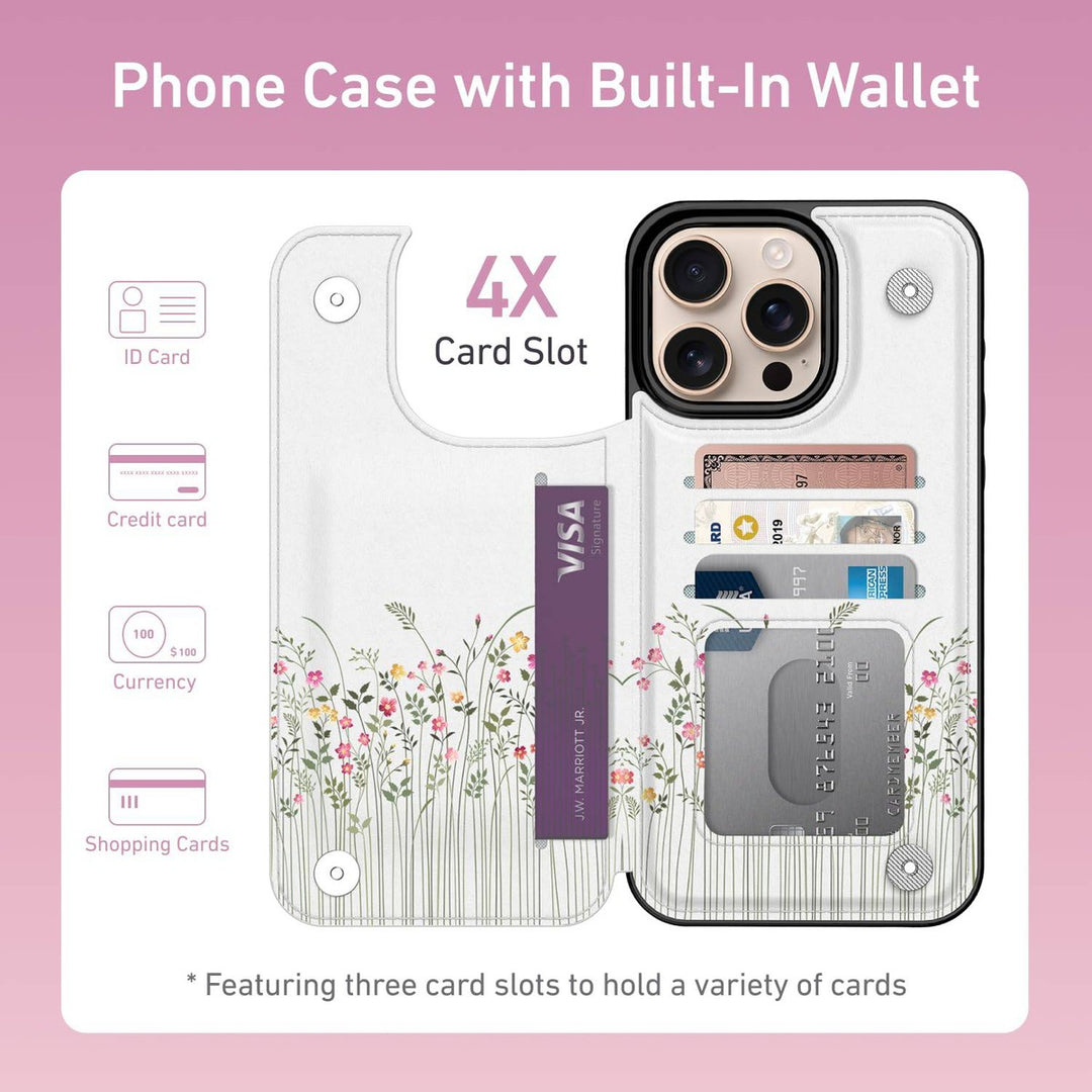 Wildflower Wallet Case for iPhone 16 Pro - DOKUTRONIX