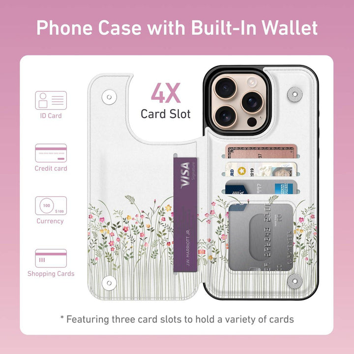 Wildflower Wallet Case for iPhone 16 Pro - DOKUTRONIX