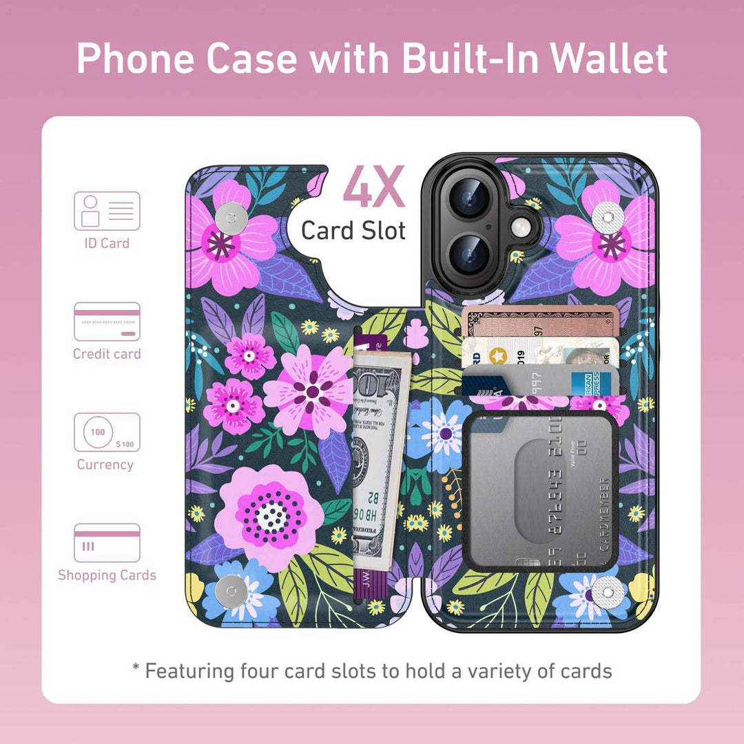 Wildflower Wallet Case for iPhone 16 Pro - DOKUTRONIX