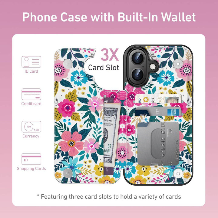 Wildflower Wallet Case for iPhone 16 Pro - DOKUTRONIX