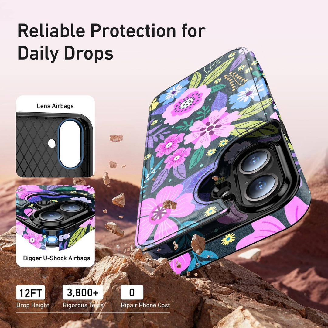 Wildflower Wallet Case for iPhone 16 Pro - DOKUTRONIX