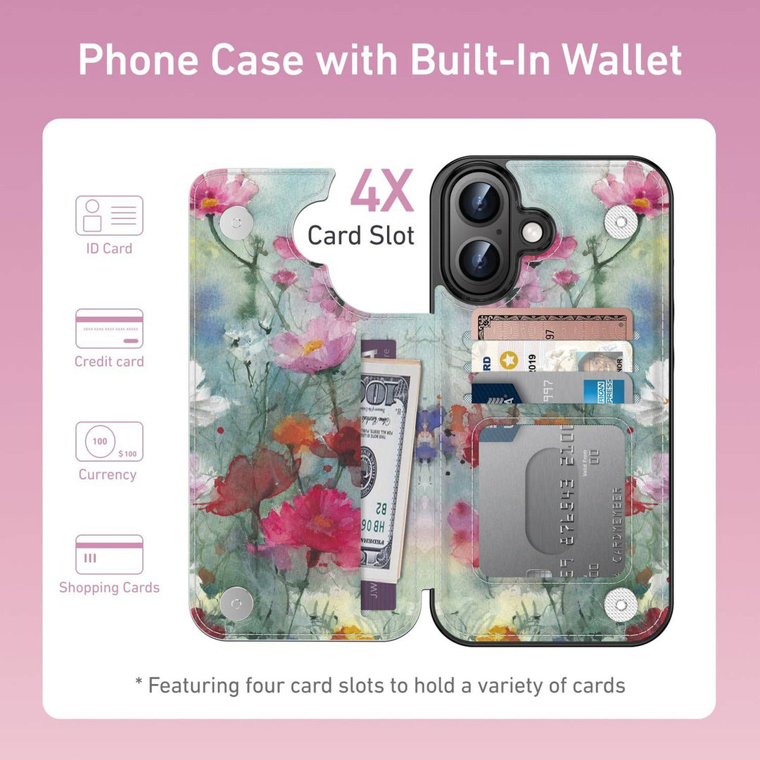 Wildflower Wallet Case for iPhone 16 Pro - DOKUTRONIX