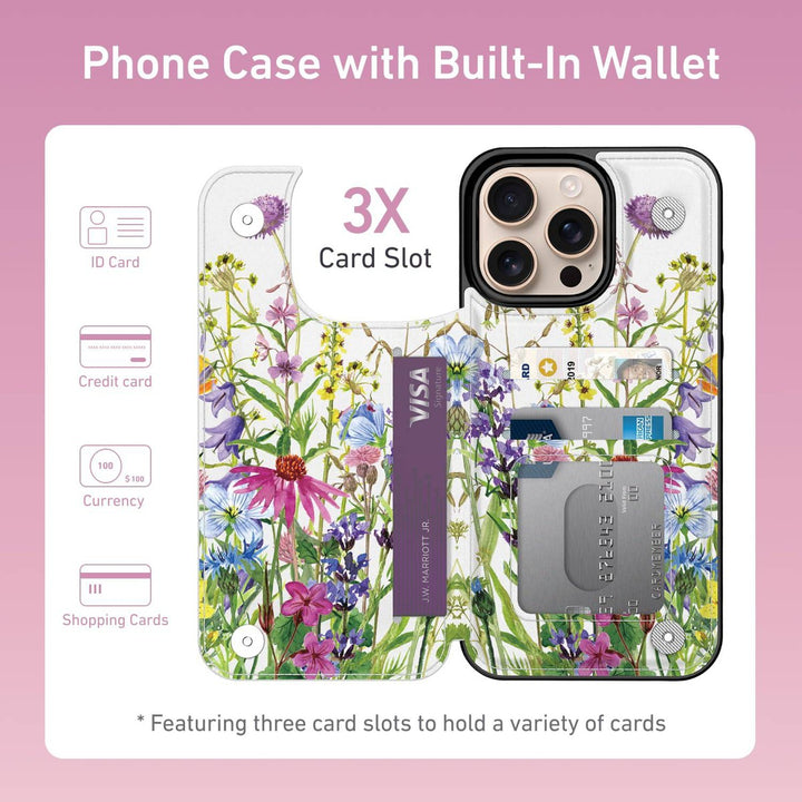 Wildflower Wallet Case for iPhone 16 Pro - DOKUTRONIX