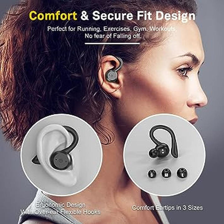 AquaBass Wireless Sport Earbuds - Deep Bass Black - DOKUTRONIX