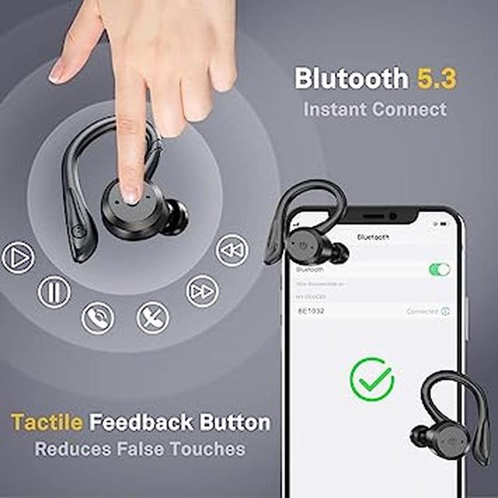 AquaBass Wireless Sport Earbuds - Deep Bass Black - DOKUTRONIX