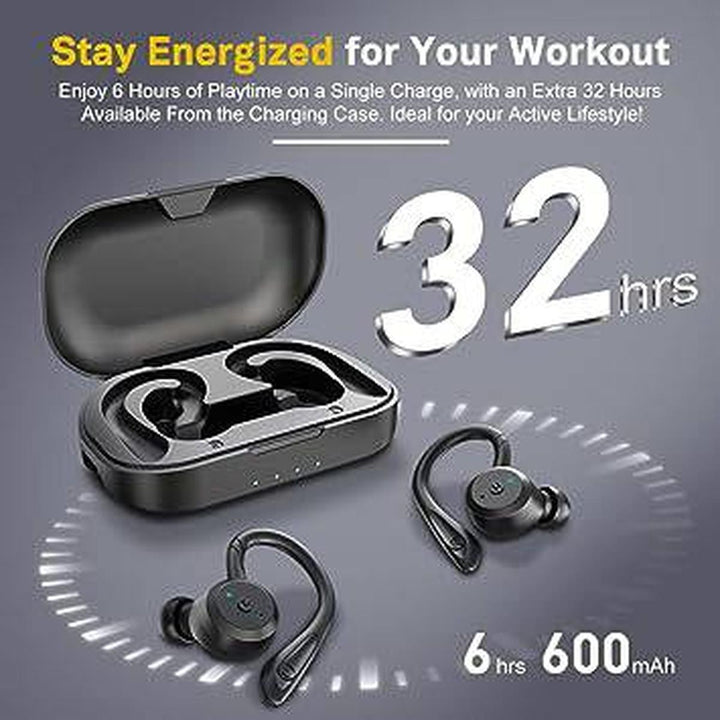 AquaBass Wireless Sport Earbuds - Deep Bass Black - DOKUTRONIX